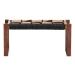 bali & pari Jerilyn Modern Bohemian Two-Tone Navy Blue and Natura Brown Jute and Acacia Wood Accent Bench - F232-FT23-Navy Blue/Brown Triangle Pattern-Bench