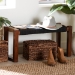 bali & pari Jerilyn Modern Bohemian Two-Tone Navy Blue and Natura Brown Jute and Acacia Wood Accent Bench - F232-FT23-Navy Blue/Brown Triangle Pattern-Bench