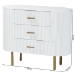 bali & pari Beyla Mid-Century White Fluted Wood and Gold Metal 3-Drawer Dresser - SVN-1240-White/Gold-Dubai-3DW-Dresser