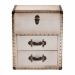 Baxton Studio Agatha Vintage Coffee Canvas 2-Drawer Storage Trunk - JY24A034-White-Wooden-Ottoman