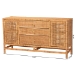bali & pari Vivan Bohemian Honey Rattan and Mahogany Wood 3-Drawer Storage Cabinet - Vivan-SV2089-Natural-Rattan-Cabinet
