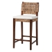 bali & pari Alise Handwoven Seagrass Bar Stool with Mahogany Wood Frame - Bar -Height Chair with Woven Back and Seat for Kitchen Island or Home Bar, Earthy Brown - Alise-Mahogany-Brown-Cushion-BS
