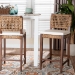 bali & pari Alise Handwoven Seagrass Bar Stool with Mahogany Wood Frame - Bar -Height Chair with Woven Back and Seat for Kitchen Island or Home Bar, Earthy Brown - Alise-Mahogany-Brown-Cushion-BS