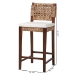 bali & pari Alise Handwoven Seagrass Bar Stool with Mahogany Wood Frame - Bar -Height Chair with Woven Back and Seat for Kitchen Island or Home Bar, Earthy Brown - Alise-Mahogany-Brown-Cushion-BS