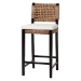 bali & pari Alise Handwoven Seagrass Bar Stool with Mahogany Wood Frame - Bar-Height Chair with Woven Back and Seat for Kitchen Island or Home Bar, Dark Brown - Alise-Mahogany-Cushion-BS