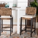bali & pari Alise Handwoven Seagrass Bar Stool with Mahogany Wood Frame - Bar-Height Chair with Woven Back and Seat for Kitchen Island or Home Bar, Dark Brown - Alise-Mahogany-Cushion-BS