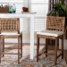 bali & pari Alise Handwoven Seagrass Counter Stool with Mahogany Wood Frame - Counter-Height Chair with Woven Back and Seat for Kitchen Island or Home Bar, Earthy Brown - Alise-Mahogany-Brown-Cushion-CS