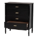 Baxton Studio Marisela Black Wood Chest of Drawers with Gold Handles - 4-Drawer Vertical Storage Dresser with Bamboo-Inspired Legs, Modern Transitional Accent Furniture for Bedroom or Guest Room - MG9014-Black 9990-4DW-Chest