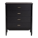Baxton Studio Marisela Black Wood Chest of Drawers with Gold Handles - 4-Drawer Vertical Storage Dresser with Bamboo-Inspired Legs, Modern Transitional Accent Furniture for Bedroom or Guest Room - MG9014-Black 9990-4DW-Chest