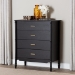 Baxton Studio Marisela Black Wood Chest of Drawers with Gold Handles - 4-Drawer Vertical Storage Dresser with Bamboo-Inspired Legs, Modern Transitional Accent Furniture for Bedroom or Guest Room - MG9014-Black 9990-4DW-Chest
