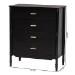 Baxton Studio Marisela Black Wood Chest of Drawers with Gold Handles - 4-Drawer Vertical Storage Dresser with Bamboo-Inspired Legs, Modern Transitional Accent Furniture for Bedroom or Guest Room - MG9014-Black 9990-4DW-Chest