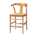 bali & pari Fika Counter Stool with Woven Seagrass Seat - Handwoven Wicker Stool with Arms and Wishbone Backrest, Boho Coastal Seating for Kitchen Island or Dining Counter - Fika-Natural Wood/Abaca White Weaving-CS