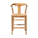 bali & pari Fika Counter Stool with Woven Seagrass Seat - Handwoven Wicker Stool with Arms and Wishbone Backrest, Boho Coastal Seating for Kitchen Island or Dining Counter - Fika-Natural Wood/Abaca White Weaving-CS