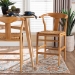 bali & pari Fika Counter Stool with Woven Seagrass Seat - Handwoven Wicker Stool with Arms and Wishbone Backrest, Boho Coastal Seating for Kitchen Island or Dining Counter - Fika-Natural Wood/Abaca White Weaving-CS