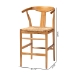 bali & pari Fika Counter Stool with Woven Seagrass Seat - Handwoven Wicker Stool with Arms and Wishbone Backrest, Boho Coastal Seating for Kitchen Island or Dining Counter - Fika-Natural Wood/Abaca White Weaving-CS