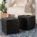 Baxton Studio Siskal Black Modern Cube Ottoman (Set of 2) - BH-5589-BLACK-OTTO