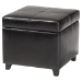Baxton Studio Black Full Leather Storage Cube Ottoman - 0380-023-black