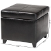Baxton Studio Black Full Leather Storage Cube Ottoman - 0380-023-black