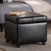 Baxton Studio Black Full Leather Storage Cube Ottoman - 0380-023-black