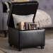 Baxton Studio Black Full Leather Storage Cube Ottoman - 0380-023-black