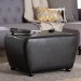 Baxton Studio Black Full Leather Ottoman with Rounded Sides - Y-051-023-black