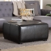 Baxton Studio Black Full Leather Square Ottoman Footstool - Y-052-023-black