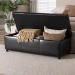 Baxton Studio Dark Brown Full Leather Storage Bench Ottoman with Stitching - Y-161-001-dark brown