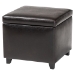 Baxton Studio Dark Brown Full Leather Small Storage Cube Ottoman - Y-162-001-dark brown