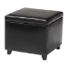 Baxton Studio Black Full Leather Small Storage Cube Ottoman - Y-162-023-black