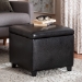 Baxton Studio Black Full Leather Small Storage Cube Ottoman - Y-162-023-black
