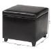 Baxton Studio Black Full Leather Small Storage Cube Ottoman - Y-162-023-black