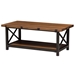 Baxton Studio Herzen Rustic Industrial Style Antique Black Textured Finished Metal Distressed Wood Occasional Cocktail Coffee Table - CA-1117-CT (YLX-2680CT)