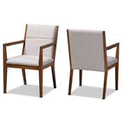 Baxton Studio Theresa Mid-Century Modern Greyish Beige Fabric Upholstered and Walnut Brown Finished Wood Living Room Accent Chair (Set of 2) Baxton Studio restaurant furniture, hotel furniture, commercial furniture, wholesale living room furniture, wholesale accent chairs, classic accent chairs