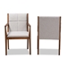 Baxton Studio Theresa Mid-Century Modern Greyish Beige Fabric Upholstered and Walnut Brown Finished Wood Living Room Accent Chair (Set of 2) - BBT5390-Greyish Beige/Walnut-CC