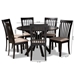 Baxton Studio Lore Modern and Contemporary Sand Fabric Upholstered and Dark Brown Finished Wood 7-Piece Dining Set - Lore-Sand/Dark Brown-7PC Dining Set