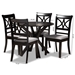 Baxton Studio Julia Modern and Contemporary Grey Fabric Upholstered and Dark Brown Finished Wood 5-Piece Dining Set - Julia-Grey/Dark Brown-5PC Dining Set