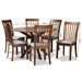 Baxton Studio Lore Modern and Contemporary Grey Fabric Upholstered and Walnut Brown Finished Wood 7-Piece Dining Set - Lore-Grey/Walnut-7PC Dining Set