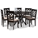 Baxton Studio Jana Modern and Contemporary Sand Fabric Upholstered and Dark Brown Finished Wood 7-Piece Dining Set - Jana-Sand/Dark Brown-7PC Dining Set
