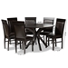Baxton Studio Jeane Modern and Contemporary Dark Brown Faux Leather Upholstered and Dark Brown Finished Wood 7-Piece Dining Set - Jeane-Dark Brown-7PC Dining Set