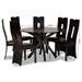 Baxton Studio Kenyon Modern and Contemporary Dark Brown Faux Leather Upholstered and Dark Brown Finished Wood 7-Piece Dining Set - Kenyon-Dark Brown-7PC Dining Set