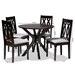 Baxton Studio Callie Modern and Contemporary Grey Fabric Upholstered and Dark Brown Finished Wood 5-Piece Dining Set - Callie-Grey/Dark Brown-5PC Dining Set