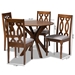 Baxton Studio Callie Modern and Contemporary Grey Fabric Upholstered and Walnut Brown Finished Wood 5-Piece Dining Set - Callie-Grey/Walnut-5PC Dining Set