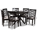Baxton Studio Mila Modern and Contemporary Grey Fabric Upholstered and Dark Brown Finished Wood 7-Piece Dining Set - Mila-Grey/Dark Brown-7PC Dining Set
