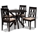 Baxton Studio Callie Modern and Contemporary Sand Fabric Upholstered and Dark Brown Finished Wood 5-Piece Dining Set - Callie-Sand/Dark Brown-5PC Dining Set