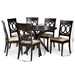 Baxton Studio Jessie Modern and Contemporary Sand Fabric Upholstered and Dark Brown Finished Wood 7-Piece Dining Set - Jessie-Sand/Dark Brown-7PC Dining Set