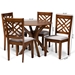 Baxton Studio Norah Modern and Contemporary Grey Fabric Upholstered and Walnut Brown Finished Wood 5-Piece Dining Set - Norah-Grey/Walnut-5PC Dining Set