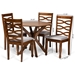 Baxton Studio Mila Modern and Contemporary Grey Fabric Upholstered and Walnut Brown Finished Wood 5-Piece Dining Set - Mila-Grey/Walnut-5PC Dining Set