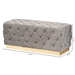 Baxton Studio Corrine Glam and Luxe Grey Velvet Fabric Upholstered and Gold PU Leather Ottoman - WS-4228-Grey Velvet/Gold-Otto
