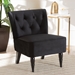 Baxton Studio Harmon Modern and Contemporary Transitional Black Velvet Fabric Upholstered and Black Finished Wood Accent Chair - RAC515FB-Black Velvet/Black-CC