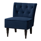 Baxton Studio Harmon Modern and Contemporary Transitional Navy Blue Velvet Fabric Upholstered and Black Finished Wood Accent Chair Baxton Studio restaurant furniture, hotel furniture, commercial furniture, wholesale living room furniture, wholesale accent chairs, classic accent chairs